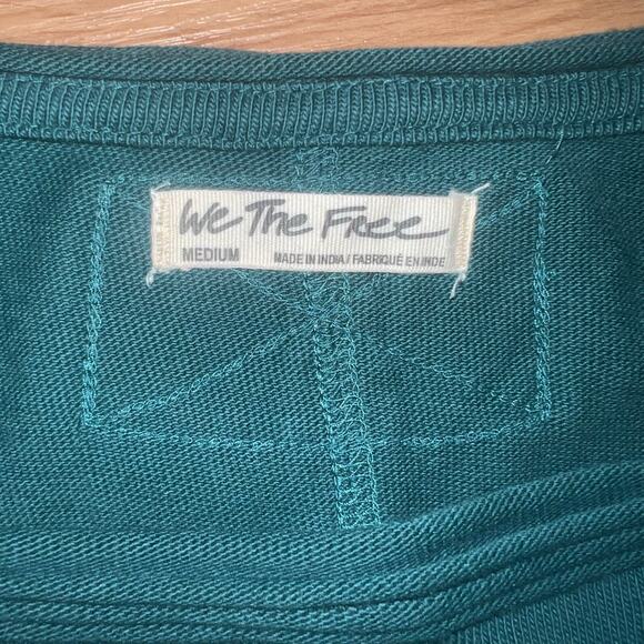 Green We The Free Free People Blossom Boxy Puff Sleeve Top Size Medium - Picture 8 of 9